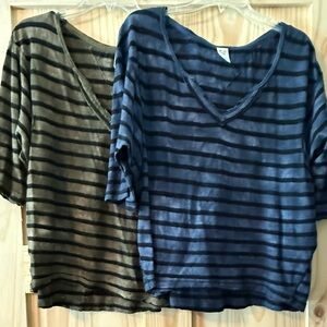 Striped V-Neck Women Tops